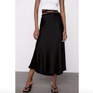 Zara Satin Midi skirt with ties